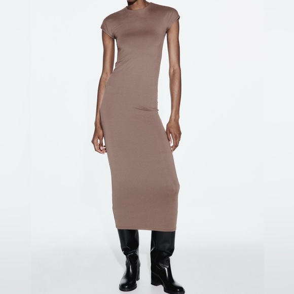 Zara LONG bodycon DRESS size Medium - Picture 1 of 4
